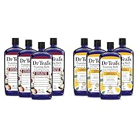 Dr Teal's Foaming Bath with Pure Epsom Salt, Shea Butter & Almond, 34 fl oz (Pack of 4) (Packaging May Vary) & Foaming Bath with Pure Epsom Salt, Prebiotic Lemon Balm & Essential Oils, 34 fl oz
