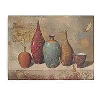 African Clay Pot Wall Art Vase Painting Pottery Still Life Wall Art Leaf Wall Art - 副本 Canvas Print Picture Wall Art Poster for Home Family Decor 16x20inch(40x51cm) Unframe-Style
