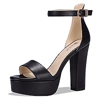 IDIFU Women's Platform Chunky High Heel Sexy Sandals Ankle Strap Open Toe Heeled Shoes for Wedding Party Evening