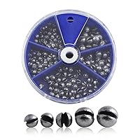 205pcs Fishing Weights Sinkers, 5 Sizes Round Split Shot Sinker with Plastic Box 0.2/0.3/0.4/0.6/0.8g Removable Fishin Lead Line Weights