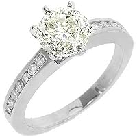 14k White Gold 1.31 Carats Brilliant Round Diamond Engagement Ring