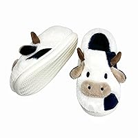 Cow Slippers for Women,Cute Animal Slippers Men Winter Indoor Outdoor Slippers Cow Cotton Fluffy Slippers Home Shoes