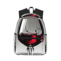 Wine Glass Print Backpack For Women Men, Laptop Bookbag,Lightweight Casual Travel Daypack