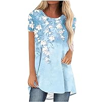 Going Out Tops for Women Fashion Printed Graphic Tees Summer Short Sleeve T Shirt Loose Crewneck Casual Dressy Blouses