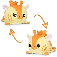 TeeTurtle The Original Reversible Giraffe Plushie Patented Design Sensory Fidget Toy for Stress Relief Happy + Angry Orange Show Your Mood Without Saying a Word Small