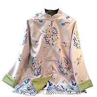 Pink Chinese Style Top Oriental Traditional Qipao Top Long Sleeve Tang Suit Loose Female Hanfu Blouse Women Camisa