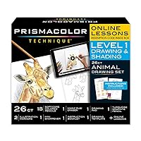 Prismacolor Technique, Art Supplies with Digital Art Lessons, Animal Drawings Set, Level 1, How to Draw Animals with Colored Pencils, Graphite Pencils, and More, Fox Drawing Lesson, 26 Count
