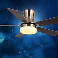 Ceiling Fans with Lamps,Led Modern Simple Single Lamp Fan Chandelier Dining Room Lamp Living Room White Electric Fan 30W Four-Color Light Change Appearance Patent Glass Lampshade/Brass
