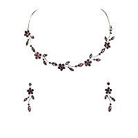 Faship Gorgeous Rhinestone Crystal Floral Necklace Earrings Set