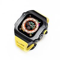 UNCASO Luxury Case+Fluorine Band for Apple Watch Ultra 49mm, Mod Kit Fluororubber Strap Cover for Iwatch Ultra