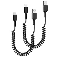 iPhone Charger Cable for Car 6FT, 2 Pack [Apple MFi Certified] Coiled USB to Lightning Cable Compatible for iPhone 14 13 12 11 Pro Max XS XR X 8 7 6 iPad, Black