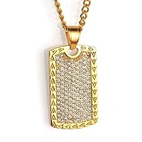 Stainless Steel Jewelry Men's Necklace Hip Hop Gold Diamond Titanium Steel Pendant