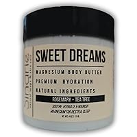 Sweet Dreams Magnesium Emulsified Body Butter, 4 oz., 1 Count | Mango Butter | Premium Magnesium Oil | Natural Ingredients | Magnesium Lotion | Rosemary + Tea Tree Essential Oil