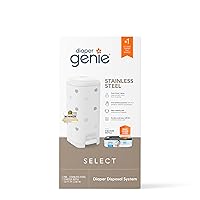 Diaper Genie Select Pail (Polka Dot) is Made of Durable Stainless Steel and Includes 1 Starter Square Refill That can Hold up to 165 Newborn-Sized Diapers.
