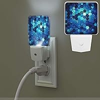Blue Hexagon Print Night Light Plug-in Led Night Lamp Dusk to Dawn Smart Sensor 0.5w Nightlight Into Wall for Bedroom Hallway Bathroom Kitchen