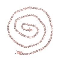 The Diamond Deal 10kt Rose Gold Mens Round Diamond 16-inch Tennis Chain Necklace 4-3/8 Cttw