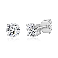 925 Sterling Silver 4 Prong Pure Brilliance Cubic Zirconia Stud Earrings Hypoallergenic