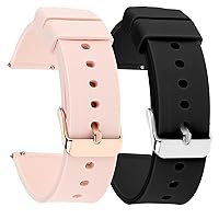 2 Pcs Silicone Rubber Watch Bands - Quick Release, Stainless Steel Buckle, Waterproof Sporty Replacement Universal Men Women Watch Straps Bracelet Wristband lug with 18mm 20mm 22mm