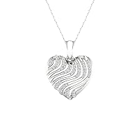 1/6ct TDW Diamond Heart Necklace in Sterling Silver