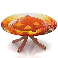 Halloween Round Fitted Tablecloth Elastic Edge,for 45