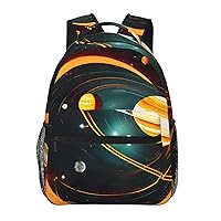 Solar System Jupiter Saturn Print Laptop Backpack Stylish Bookbag College Daypack Travel Business Work Bag For Men Women