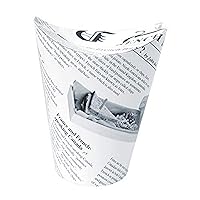 PacknWood 210TPASK16 - News Print Closable Perforated Snack Cup - News Print Greaseproof Paper Cups - Disposable Appetizer Food Cups - (12oz Capacity) (D:2.36in H:5.5in) - (Case of 1000)