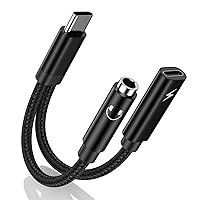 USB C to 3.5mm Samsung Headphone and Charger Adapter Compatible with Galaxy S24 S23 FE S22 S21 S20 Ultra Note 20 10,Google Pixel 7A 8 7 6 Pro 6A,2 in 1 USB C to AUX Mic Jack Fast Charging Dongle Cable