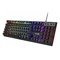 GooGamer Gaming Computer Keyboard with LED Rainbow Gradient Backlight, Waterproof Ergonomic Design for Esports PC, Mac, Desktops, & Laptops, Black