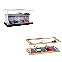 Hot Wheels Display Case 1/64 Scale and 1/64 Scale Diecast Parking Garage Moldel 2-Tires LED Light Model Car Show Case 7 Parking Spaces with Full Acrylic Cover Grey