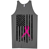 Threadrock Men's Pink Ribbon Breast Cancer Awareness Flag Tank Top