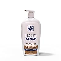 Kiss My Face Coconut Hand Soap, Tropical Moisture Cleanse, With Added Yarrow And Coconut Water, Easy To Use Hand Soap Pump, Coconut Scented, Cruelty Free & Vegan Soap, 9 Fl Oz Bottle