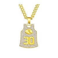 Gold Basketball Jersey Necklace, Basketball Number Necklace for Basketball Fans Star Memorial Souvenir