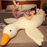 Giant White Goose Plush-75'' Soft Furry Swan Stuffed Animal Pillow,Huge Goose Plush Hugging Pillow Gifts for Every Age (75in)