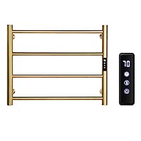 Stainless Steel Towel Warmer with Timing Temperature Control Electric Towels Rail Smart Thermostat Wall Mounted Bathroom Dryer Rack,Gold,45 * 54cm