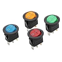1pcs 20mm KCD1 Led Switch 12V 220V Light Power Switch Car Button Lights ON/Off 3pin Round Rocker Switch (Color : Green, Size : 220V)