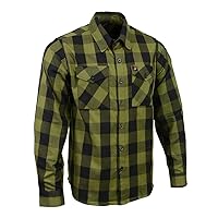 Milwaukee Leather MNG11668 Men's Black and Green Long Sleeve Cotton Flannel Shirt - Large