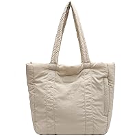 Sanfiyya Puffer Tote Bag, Quilted Bag with Side Pocket,Padding Hobo Handbag,2023 Lightweight Lightweight Nylon Shoulder Bag for Women Work School Shopping Travel