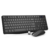 Wireless Keyboard and Mouse Combo, COLIKES 2.4G USB Cordless Mouse and Keyboard, 3 Level DPI Slim Ergonomic Mouse, Responsive Plug & Play for Computer Laptop PC - Full Size, Black
