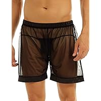 Men's Mesh Sheer Loose Fit Boxer Shorts Lounge Underwear Swim Trunks