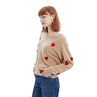 Carmen Heart Sweater | 100% Pure Cashmere Top - Oversized Pullover for Women Lightweight for Winter