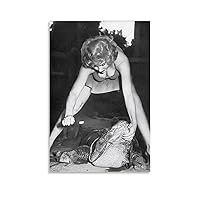Busty Woman with Crocodile Funny Retro Poster Art Strange Circus Show Canvas Wall Print Scary Black And White Photo Canvas Painting Wall Art Poster for Bedroom Living Room Decor 12x18inch(30x45cm) Unf