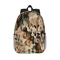 Brown and Leopard Print Camouflage Print Backpack for Women Men Lightweight Laptop Bag Casual Daypack Laptop Backpacks 15 Inch