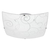 Simple Designs FM3001-WHT Square Flushmount Flush Ceiling Light with Scroll Swirl Design, White