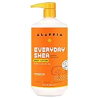 EveryDay Shea Body Lotion - Normal to Very Dry Skin, Moisturizing Support for Hydrated, Soft, and Supple Skin with Shea Butter and Lemongrass, Fair Trade, Unscented, 32 Fl Oz