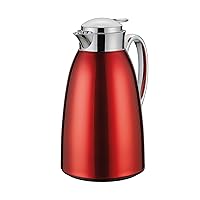 Cilio Venezia Stainless Steel Insulated Beverage Server with Tempered Glass Liner, 34 Ounce, Red