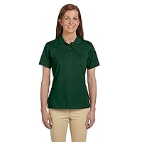 Ladies Ringspun Cotton Piqué Short-Sleeve Polo, Medium, Dark Green