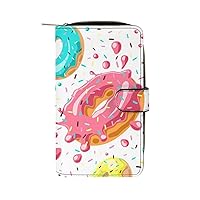 Colorful Donuts Womens Wallet Leather Card Holder Purse RFID Blocking Bifold Clutch Handbag with Zipper Pocket