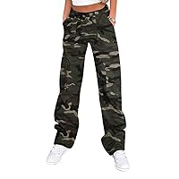 Cargo Pants for Women High Waisted Casual Pants Baggy Stretchy Wide Leg Y2K Streetwear with 6 Pockets