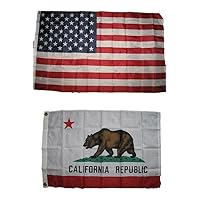 AES 2x3 2'x3' Wholesale Lot Combo: USA American w/State of California Flag