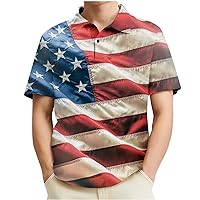 Men's 4th of July Patriotic T-Shirt American Flag Printed Shirt for Men Casual Short Sleeve Shirts Dressy Soft Tees